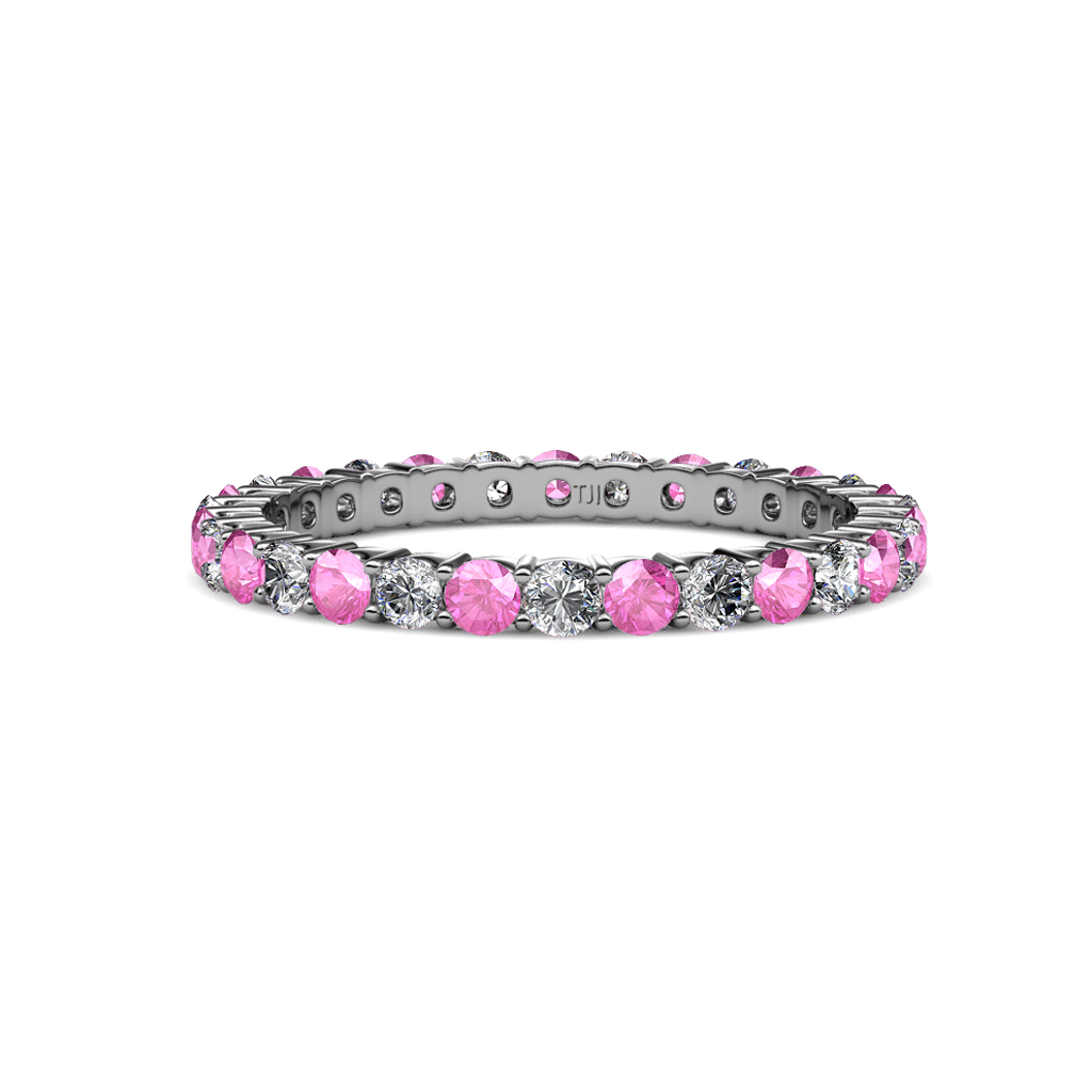 Pink Sapphire and Diamond Eternity Ring Stackable 1.79 ctw* 14K Gold JP